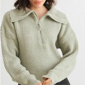 Lou & Grey Ribbed Knit 1/2 Zip Sweater